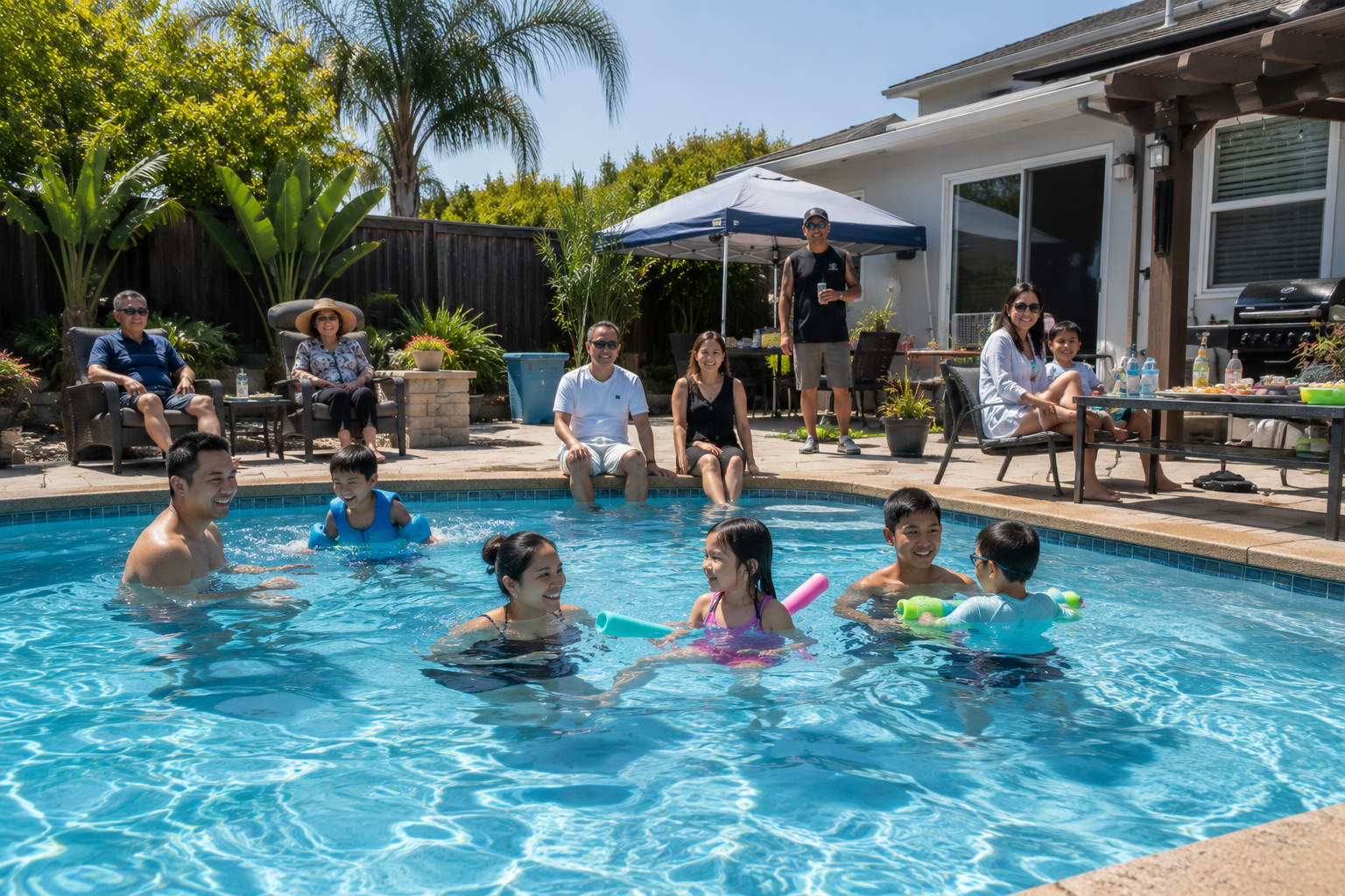 Family enjoying their pool — All Blue Pool Services Sacramento